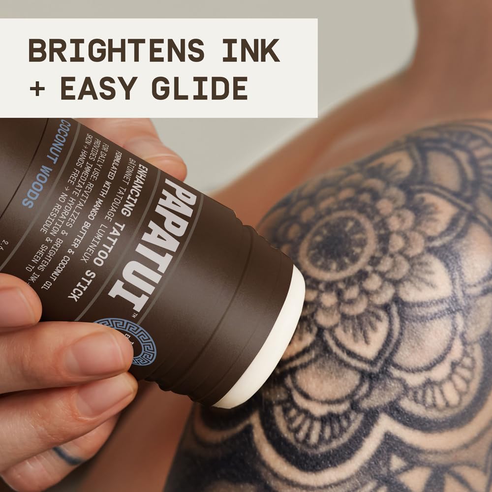 PAPATUI Mango Butter Coconut Oil nourishes dry tattooed skin with natural oils.