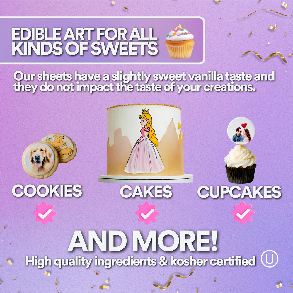 paper2eat frosting sheets compatible with common edible ink printers for crisp images