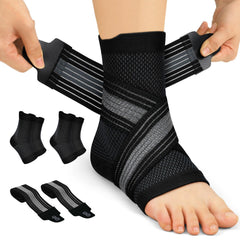PAPLUS ankle brace front view with four-pack for versatile fit and support