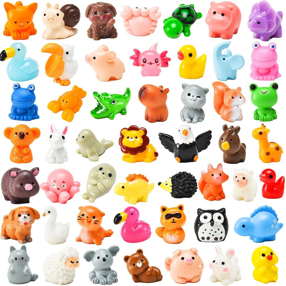 PAPPYN-A 50 mini resin animal figurines pack for crafts and imaginative play.