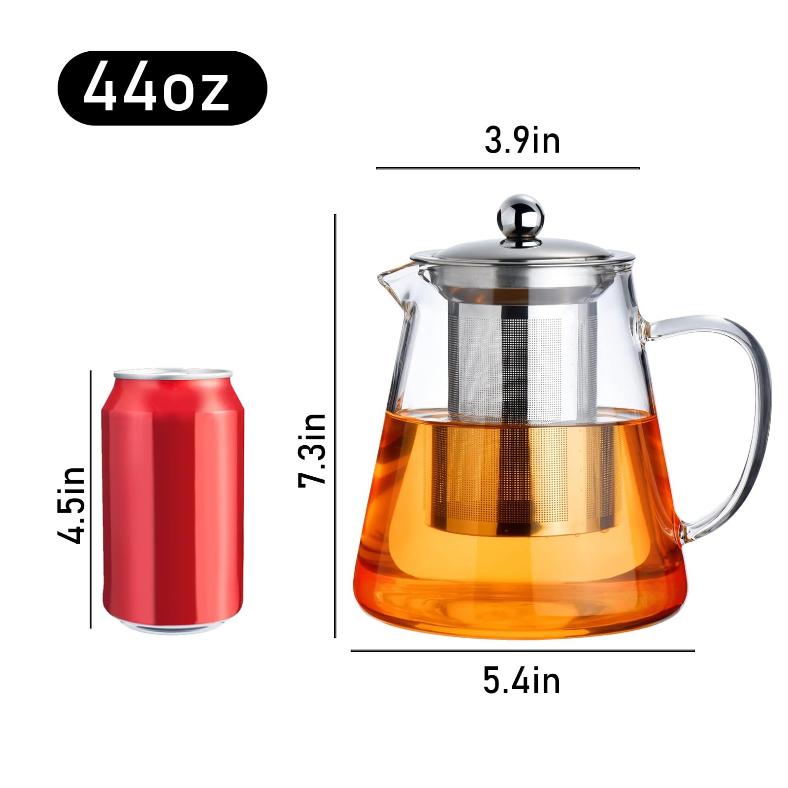 PARACITY removable infuser in stainless steel enables loose leaf or blooming tea brewing.