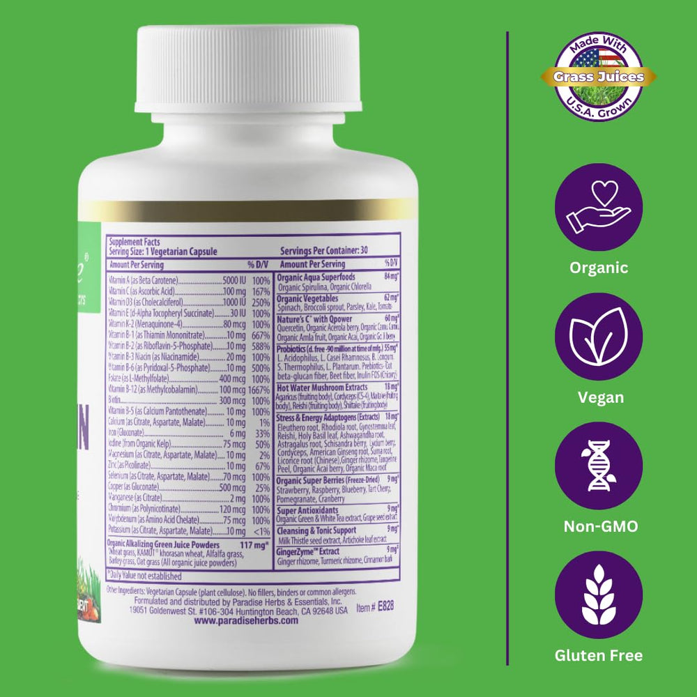 Paradise Herbs ORAC Energy Greens highlights strong antioxidant support