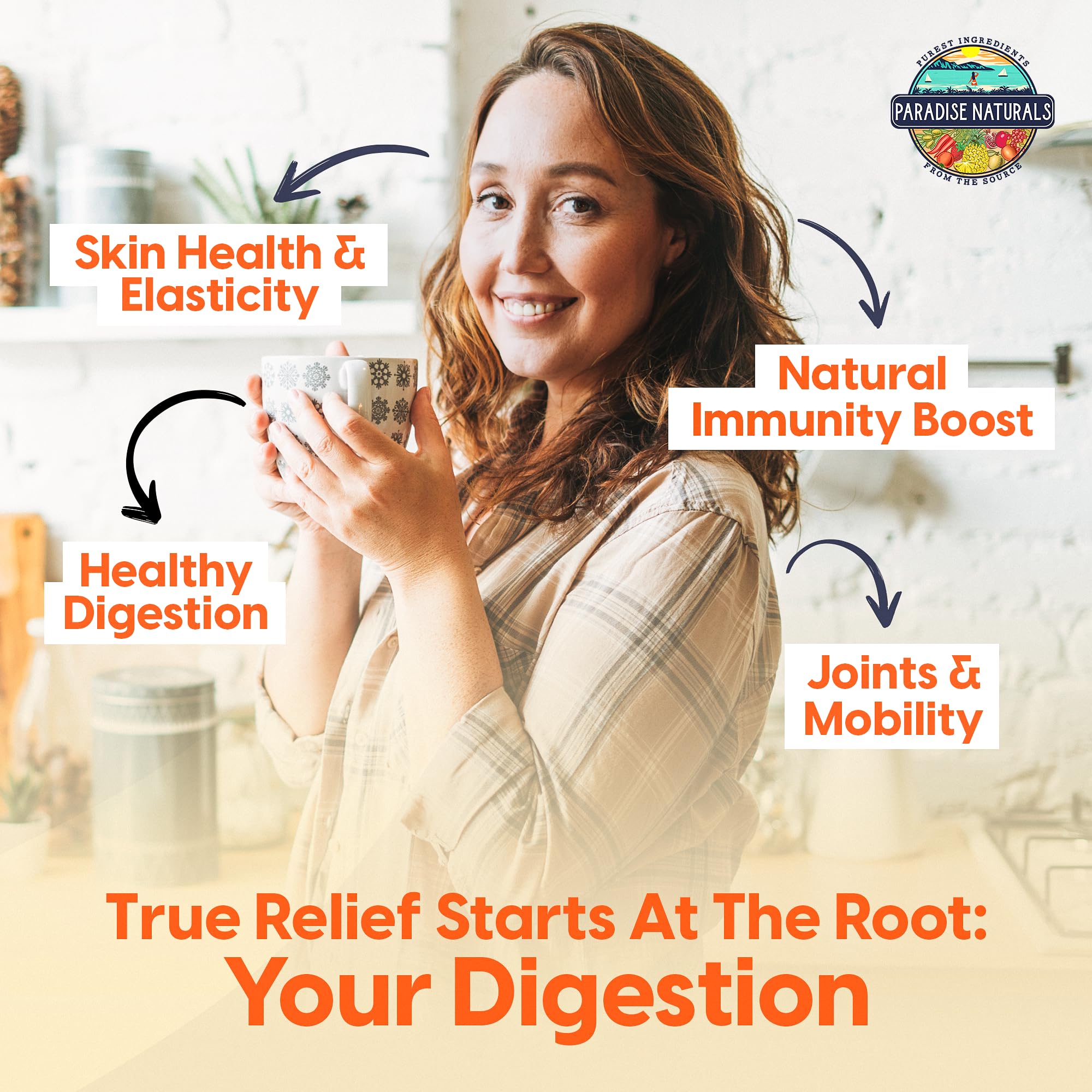 Paradise Naturals grass-fed bone broth powder scoop enabling quick protein boost
