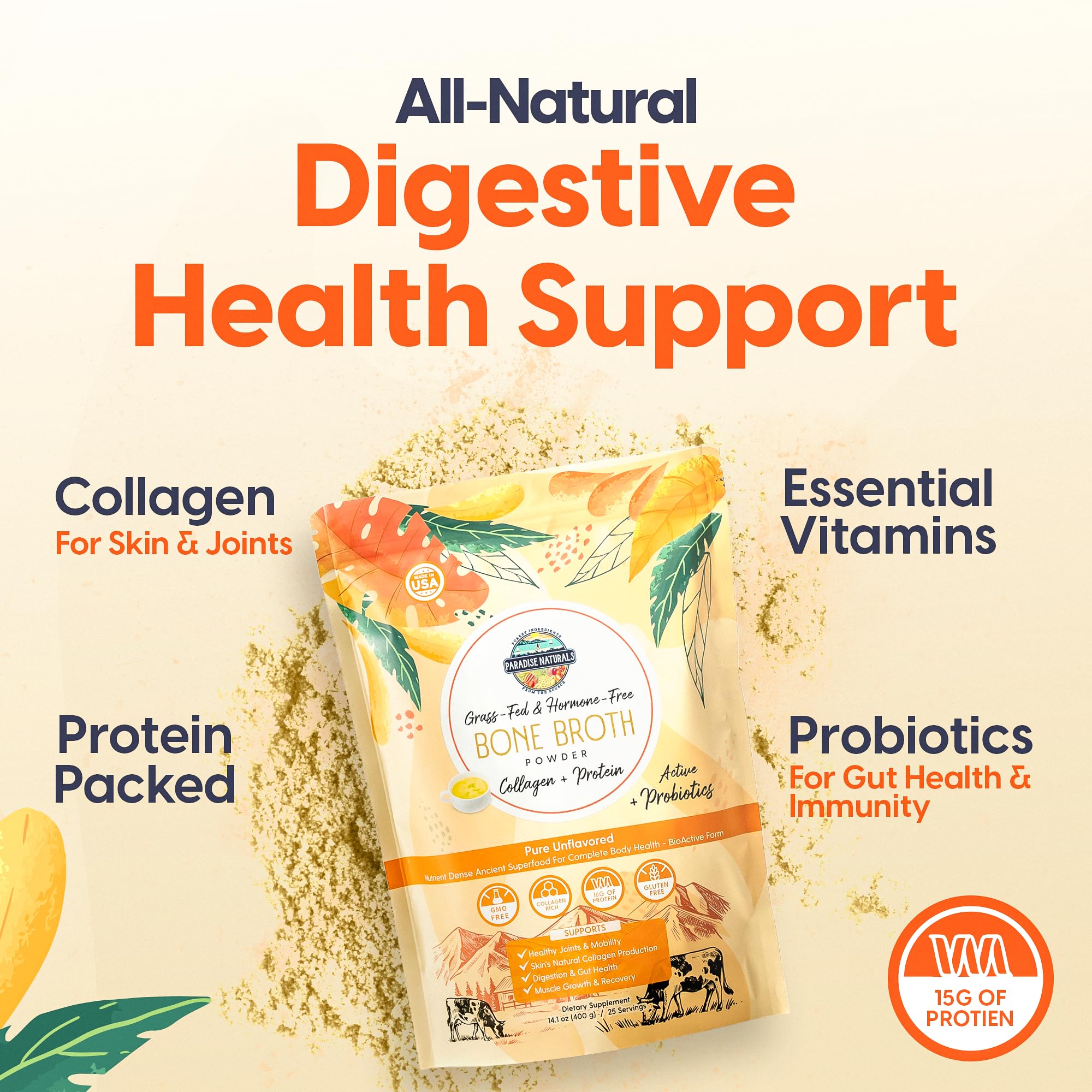 Paradise Naturals probiotics jar shows gut-supporting formulation for daily wellness