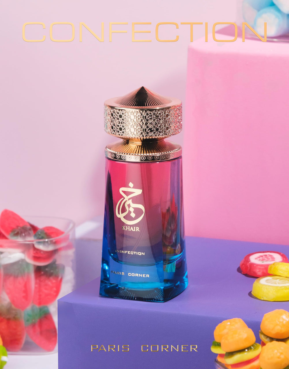 Paris Corner Khair Confection jasmine accent brightens the floral balance.