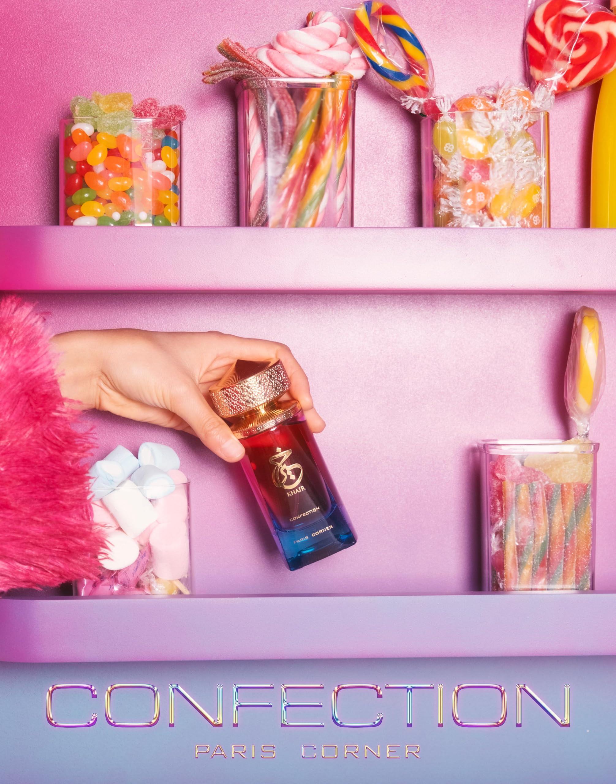 Paris Corner Khair Confection spray bottle enables quick, on-the-go use.