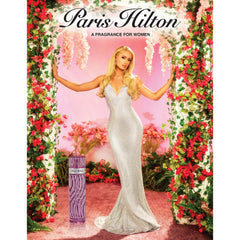 Paris Hilton Eau De Parfum display highlighting fruity floral scent.