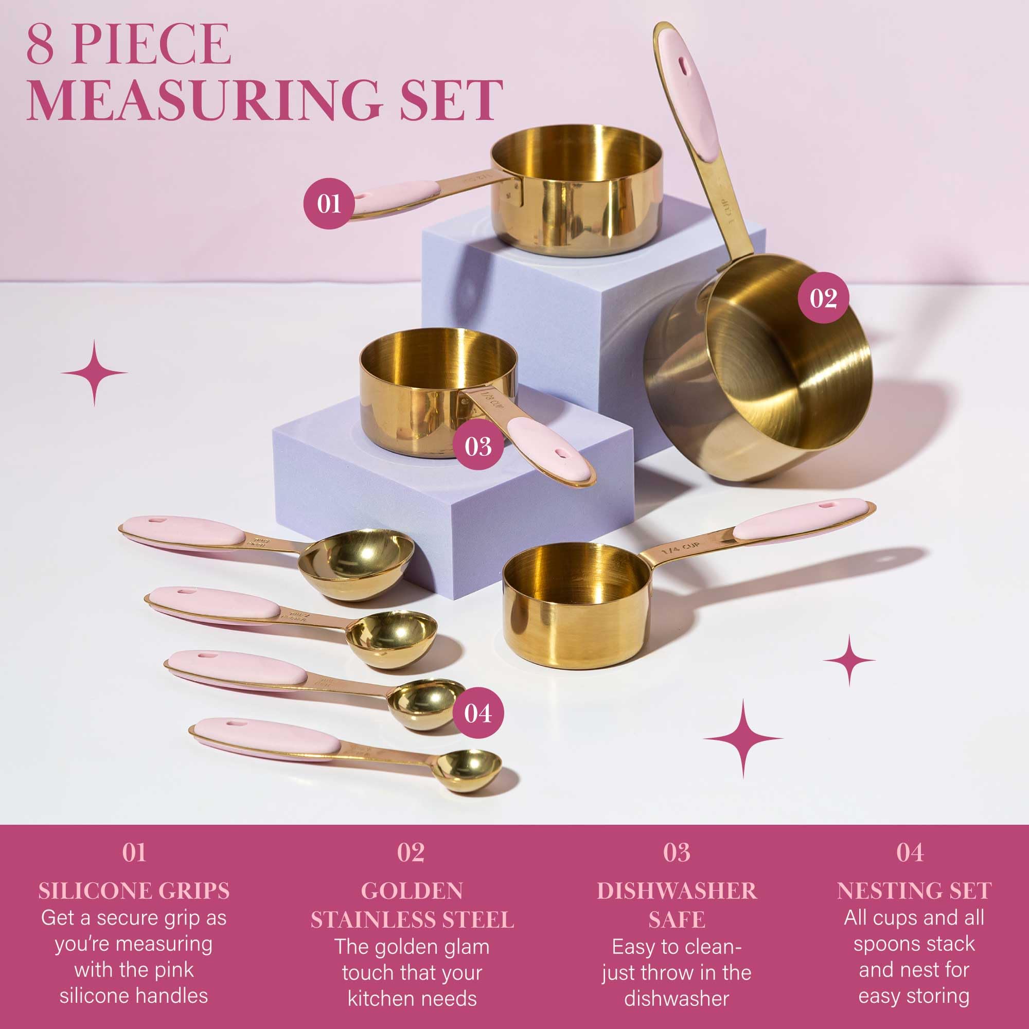 Dishwasher-safe Paris Hilton measuring set for easy cleanup