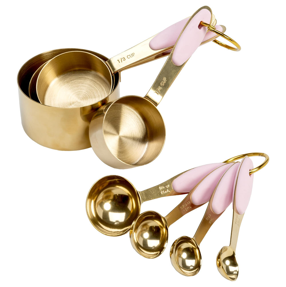 Paris Hilton measuring cups and spoons with gold-pink inset handle for precise measurements