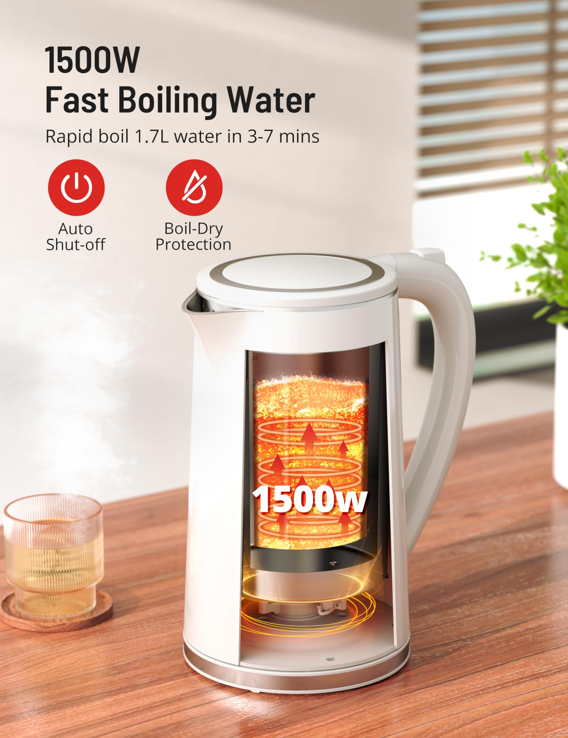 Paris Rhône Electric Kettle auto shut-off adds safety during boiling.
