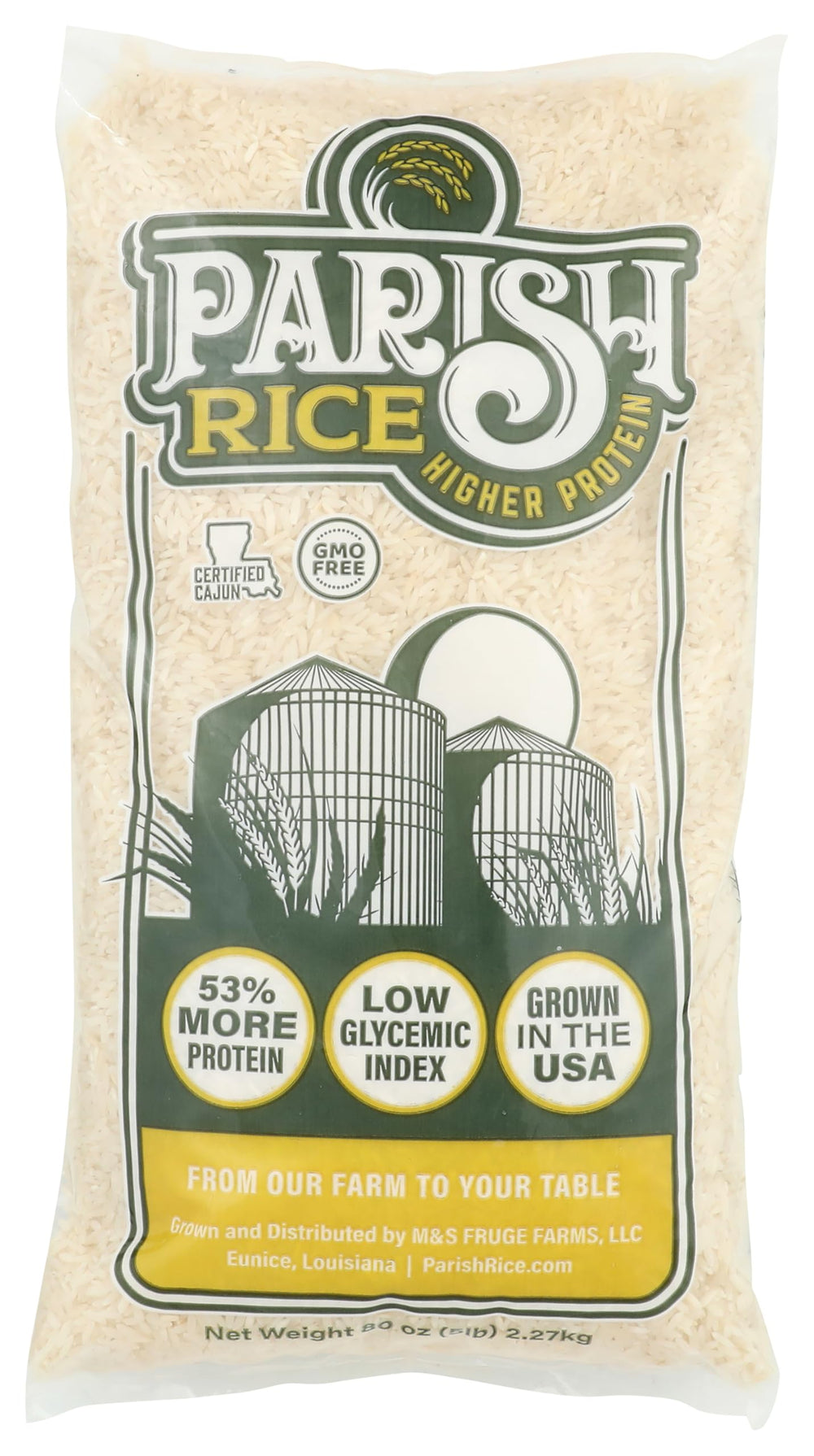 Parish White Rice 5lb bag: fluffy grains for curry and stir-fry.