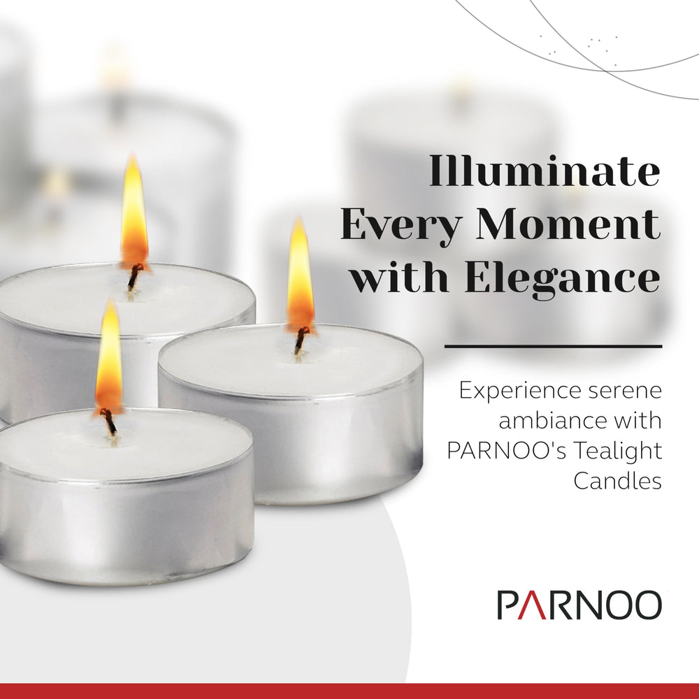 PARNOO tealight candles with six-hour burn boost warm dinner settings
