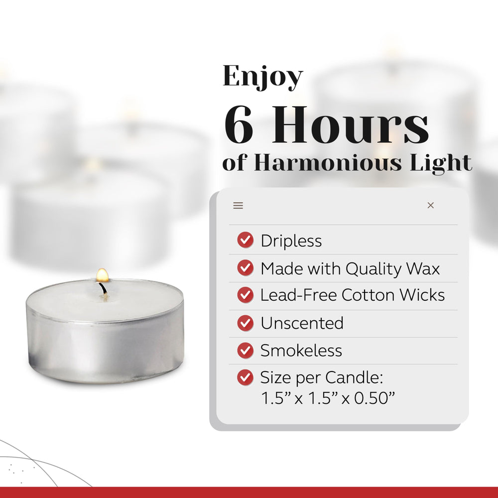 PARNOO unscented tealights offer clean burn in any venue