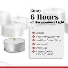 PARNOO unscented tealights offer clean burn in any venue