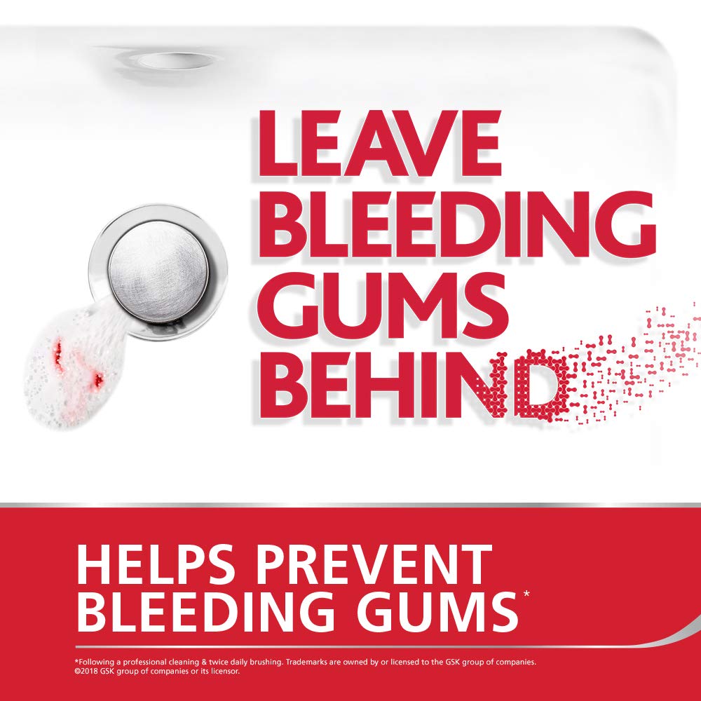 Parodontax bleeding gums illustration highlighting gum health focus.