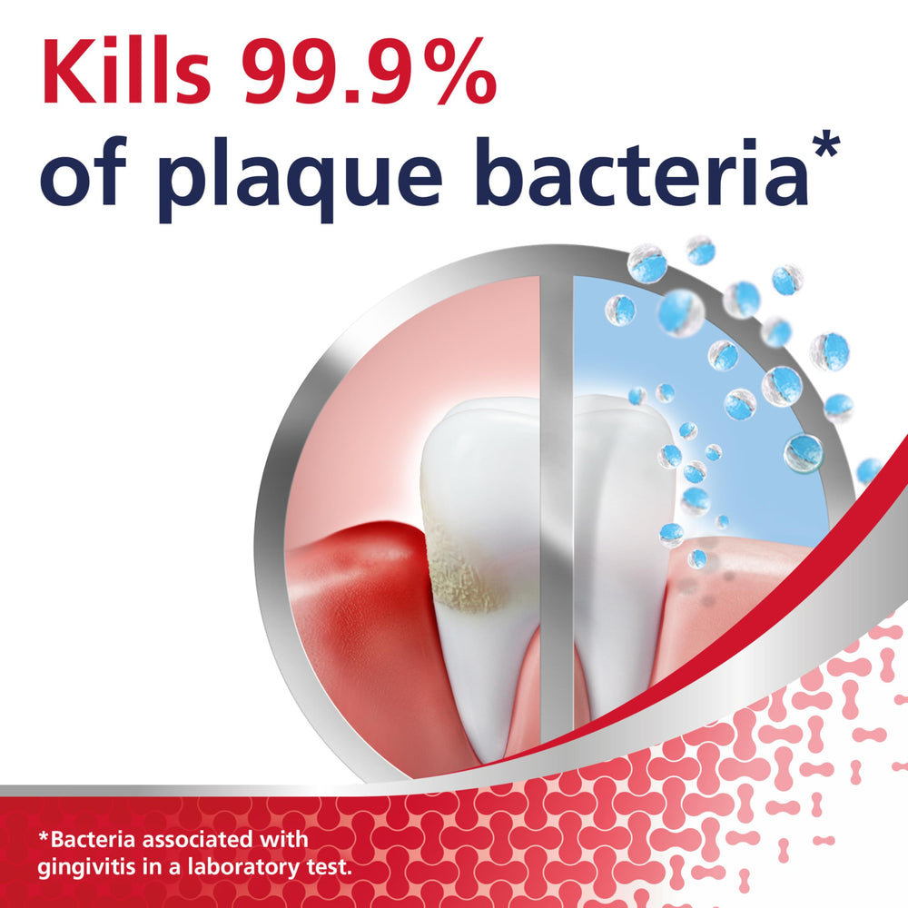 Fresh breath after using Parodontax mouthwash.