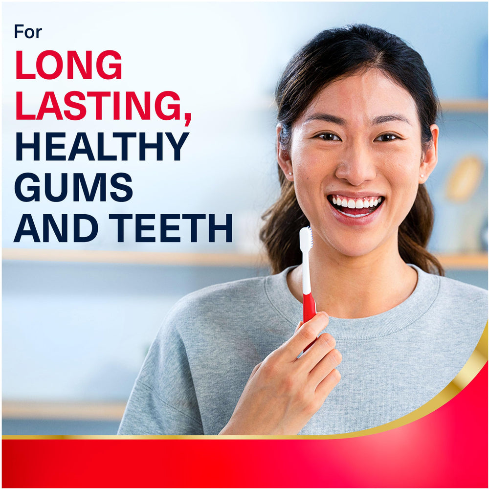 Parodontax gum-line close-up showing stronger gum seal concept
