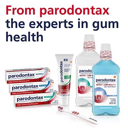 Parodontax packaging graphic showing 3.4 oz tube.