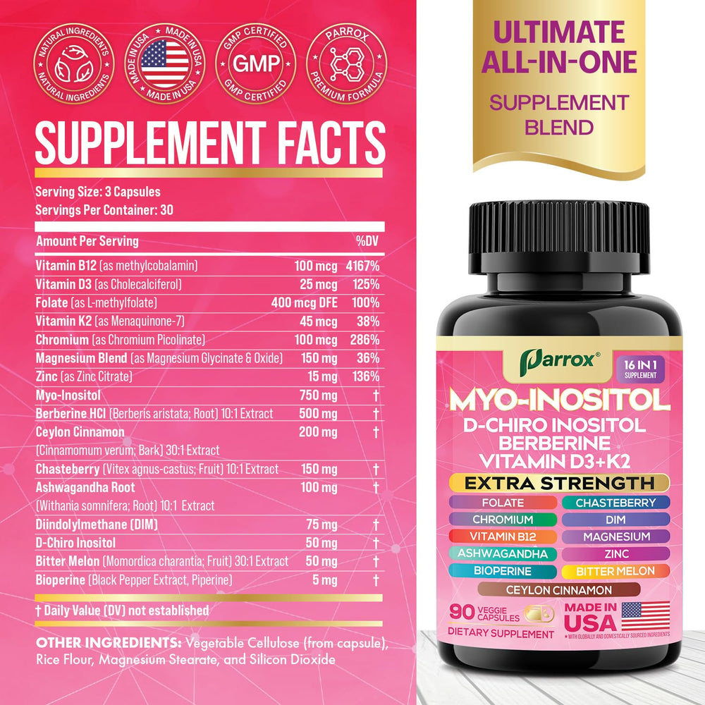 Parrox D-Chiro Inositol capsules close-up for daily wellness