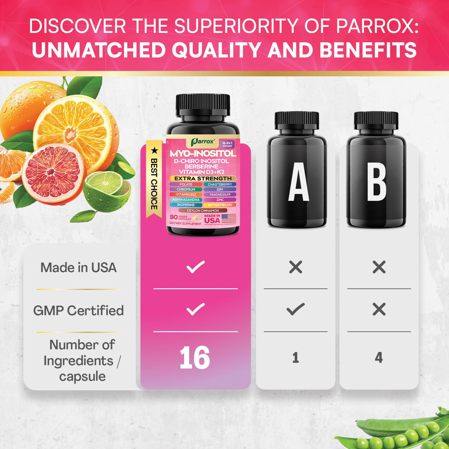 Parrox Vitamin D3 K2 bottle highlighting absorption-optimized formula