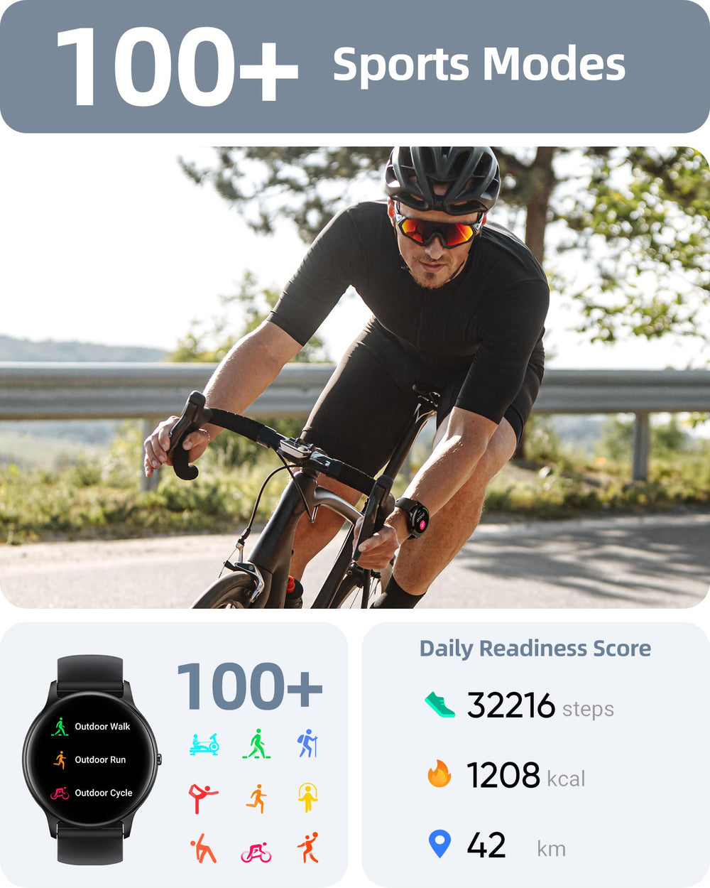 Parsonver Smart Watch HD display delivers clear calls, messages, and app alerts.