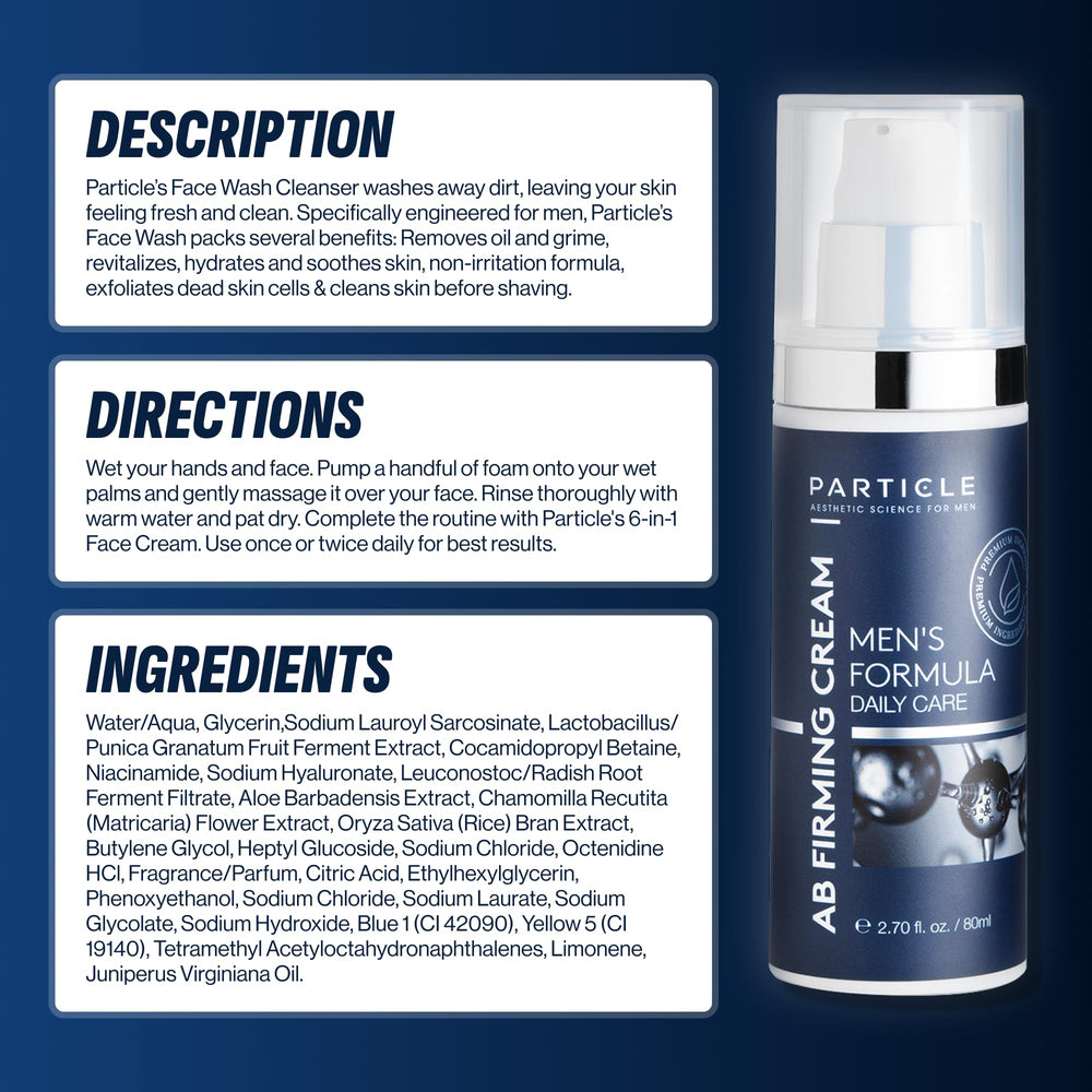 Particle Face Wash highlights allantoin as a conditioning ingredient.