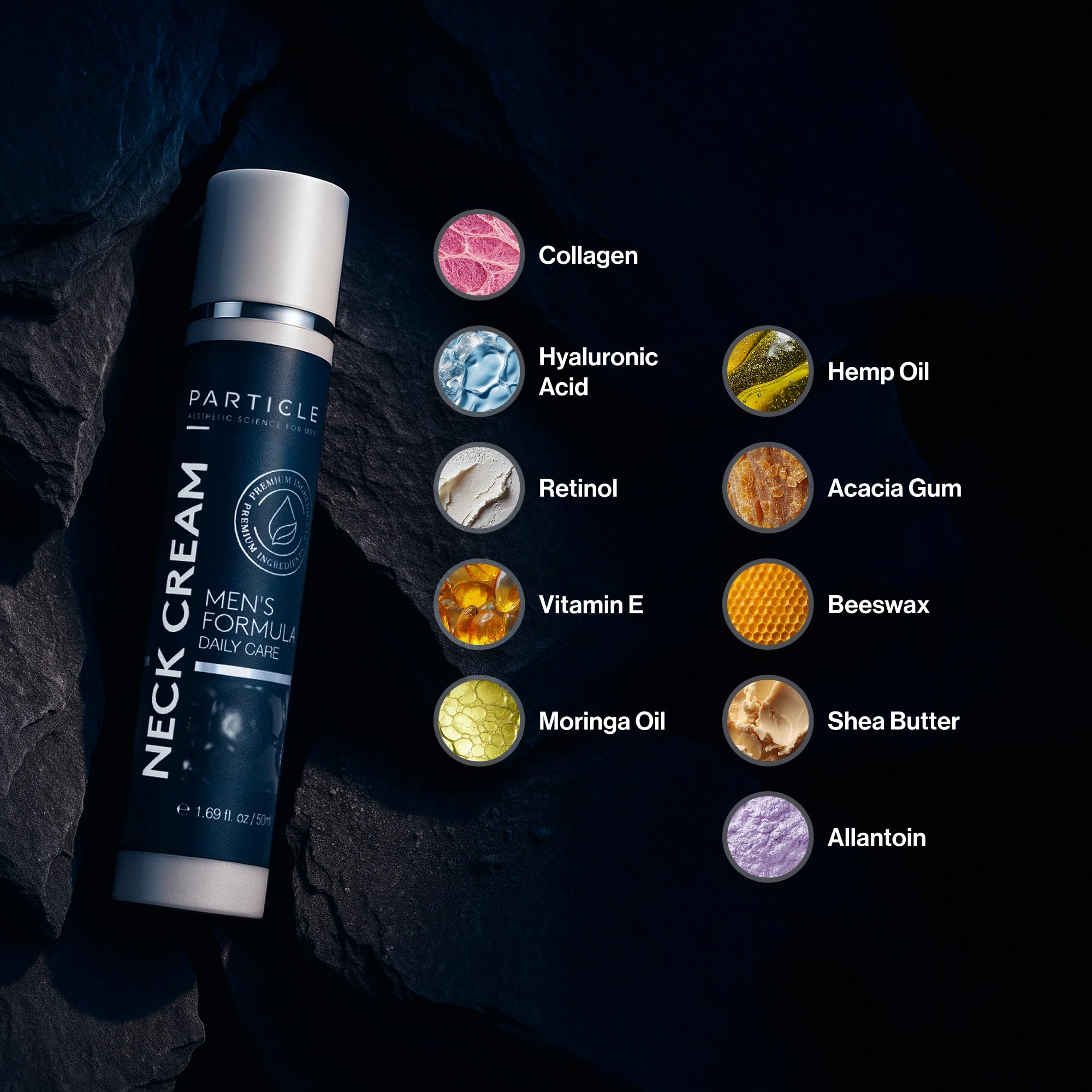 Tube packaging of Particle Neck Cream ready for morning routine.