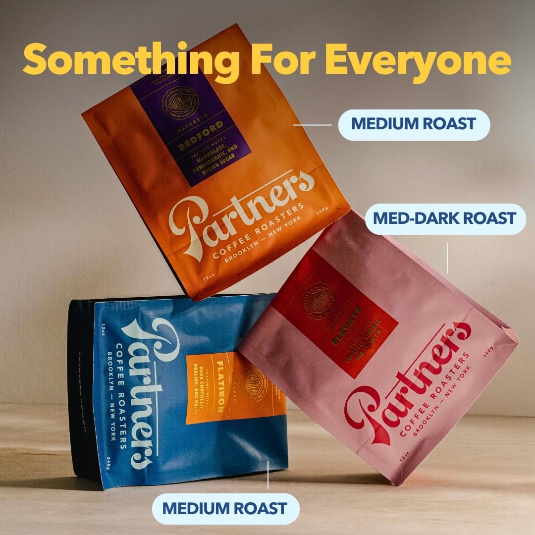 PARTNERS COFFEE ROASTERS roast-date label highlights freshness and aroma within 180 days.