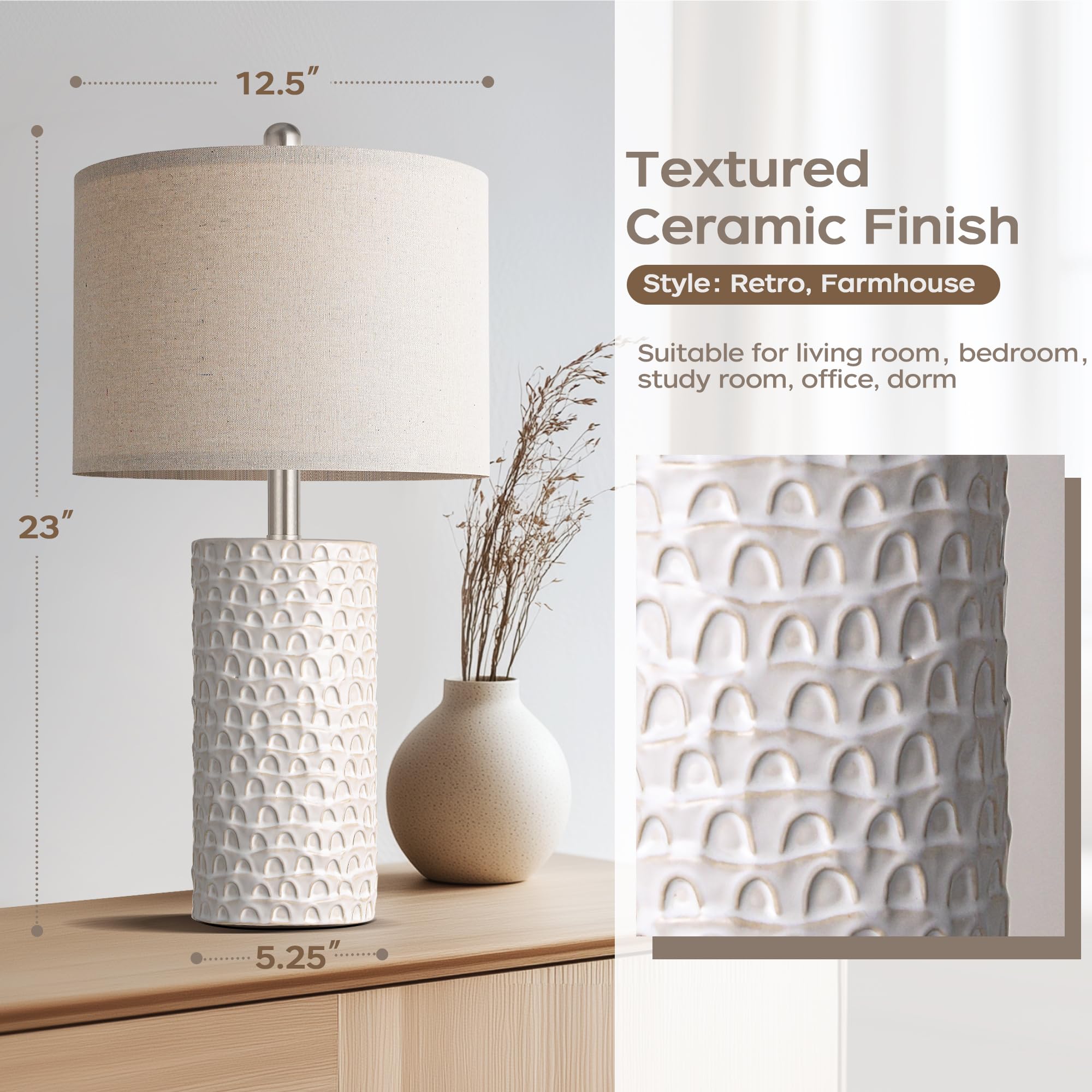 PARTPHONER ceramic base resists scratches for lasting bedside lamps