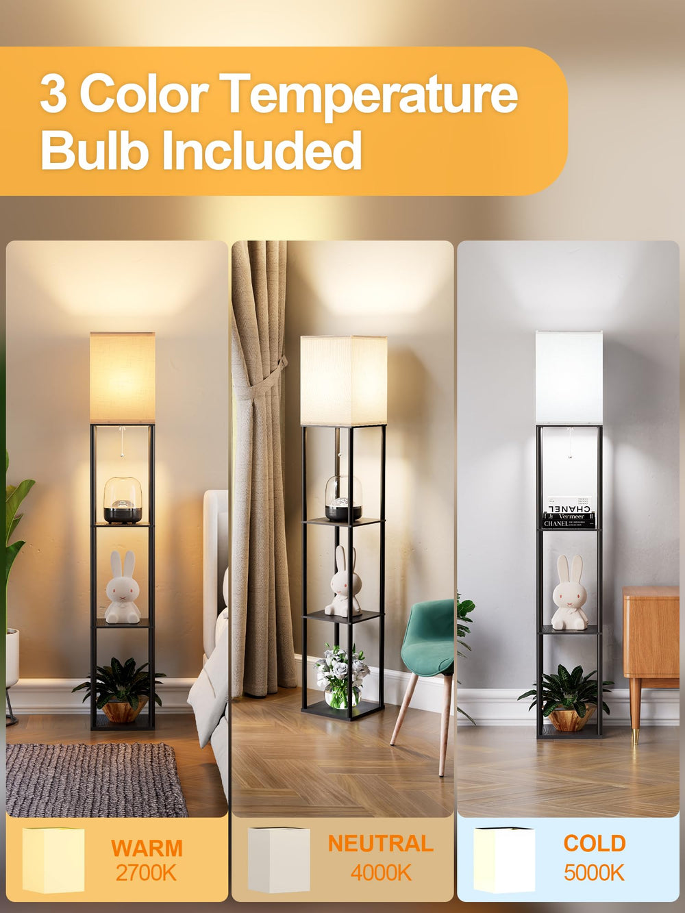 PARTPHONER LED bulb with 3 temps for cozy to bright tasks.