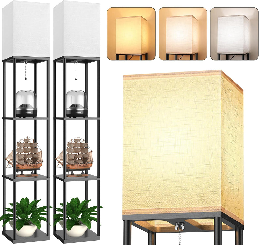 PARTPHONER floor lamp with shelves open top brightens living spaces.