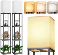 PARTPHONER floor lamp with shelves open top brightens living spaces.