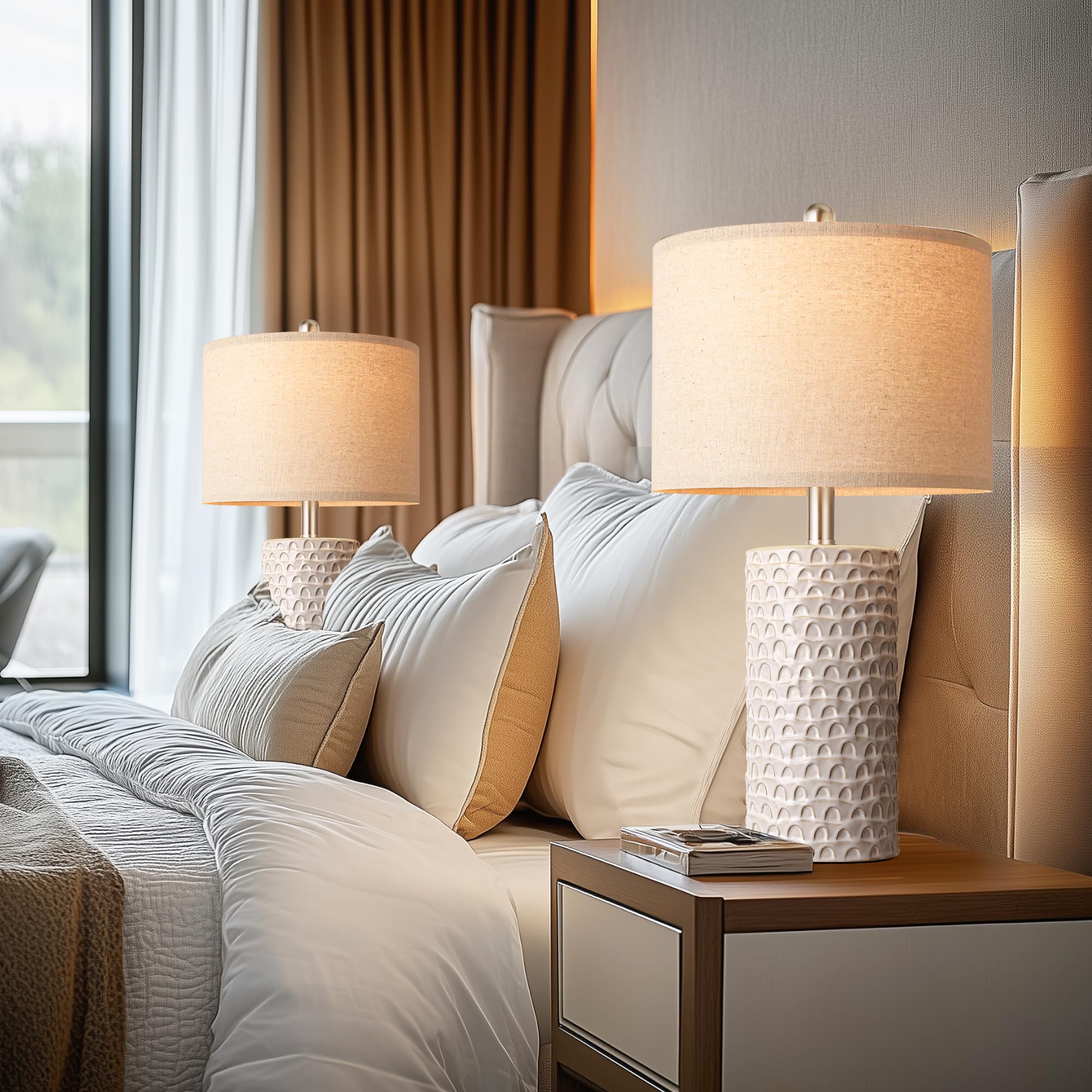 PARTPHONER two lamps elevate nightstands with a serene glow