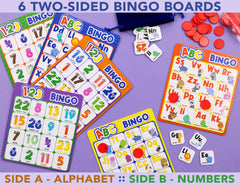 Party Hearty letter-number tokens demonstrate tactile choices for hands-on letter and number practice