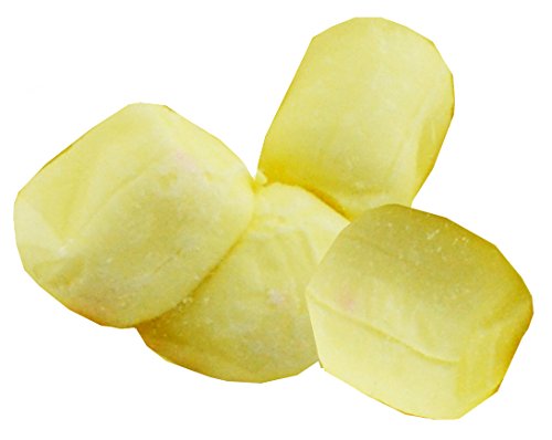 Close-up of Party Sweets Yellow Buttermints showing soft texture and color