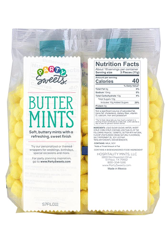Party Sweets Yellow Buttermints on a table as a decorative centerpiece