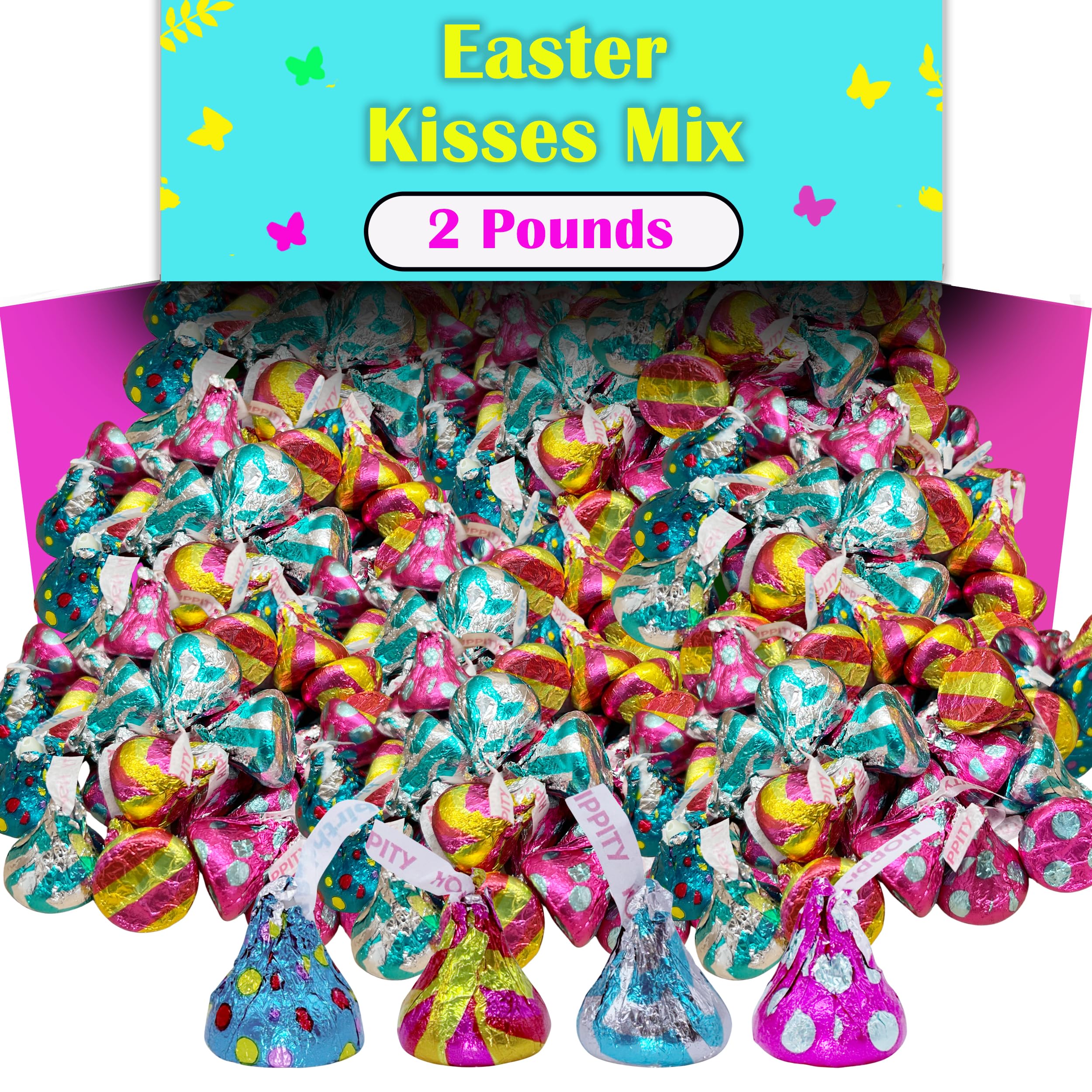 Partypom Easter Kisses with colorful foil wraps for egg hunts and gifting.