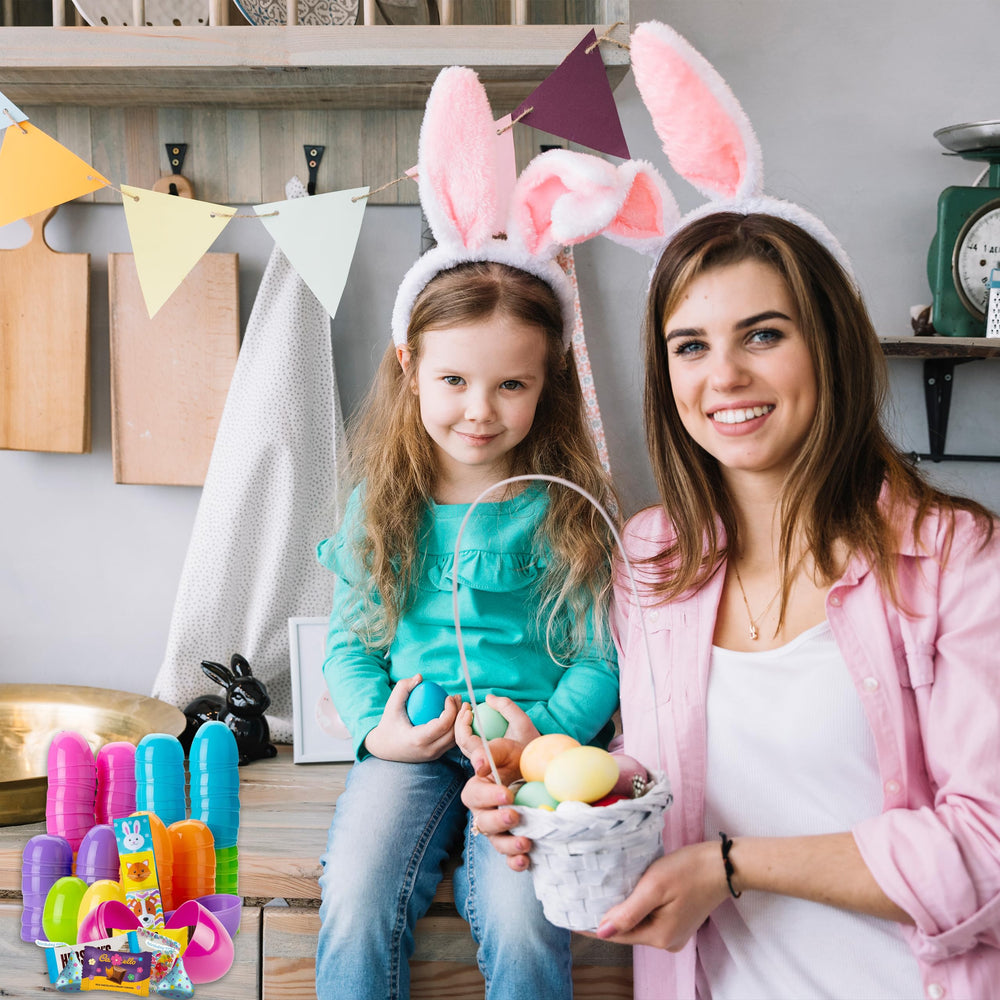 Partypom eggs with chocolate and stickers, kid-friendly and quick to hand out.