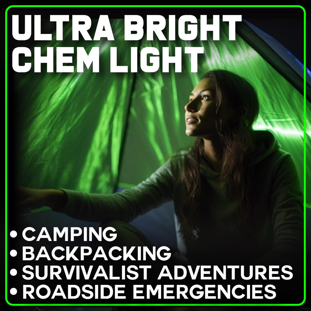 Close-up of PartySticks military-grade chem light, high-visibility glow.