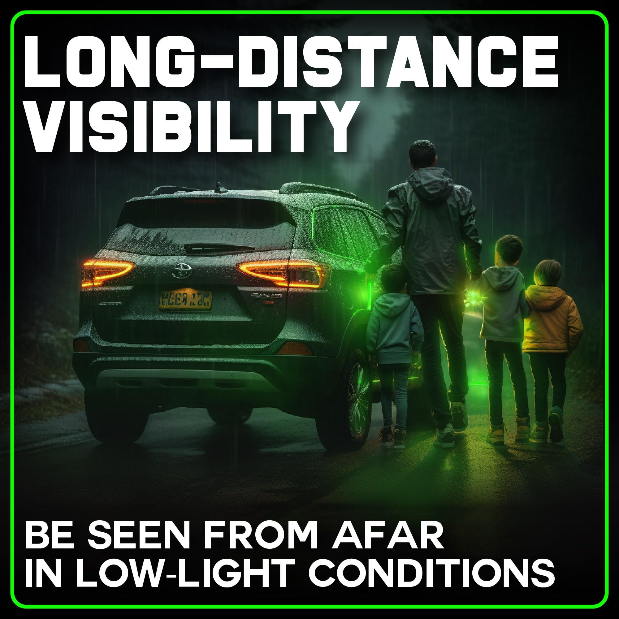 Outdoor adventure scene with PartySticks glow sticks in the dark.