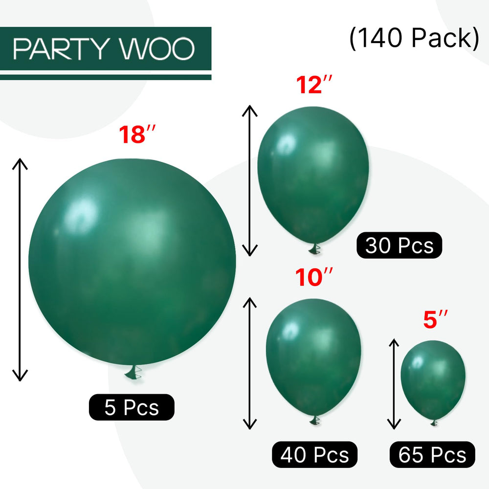 PartyWoo pearl dark green balloon arch kit for jungle dinosaur party setups.