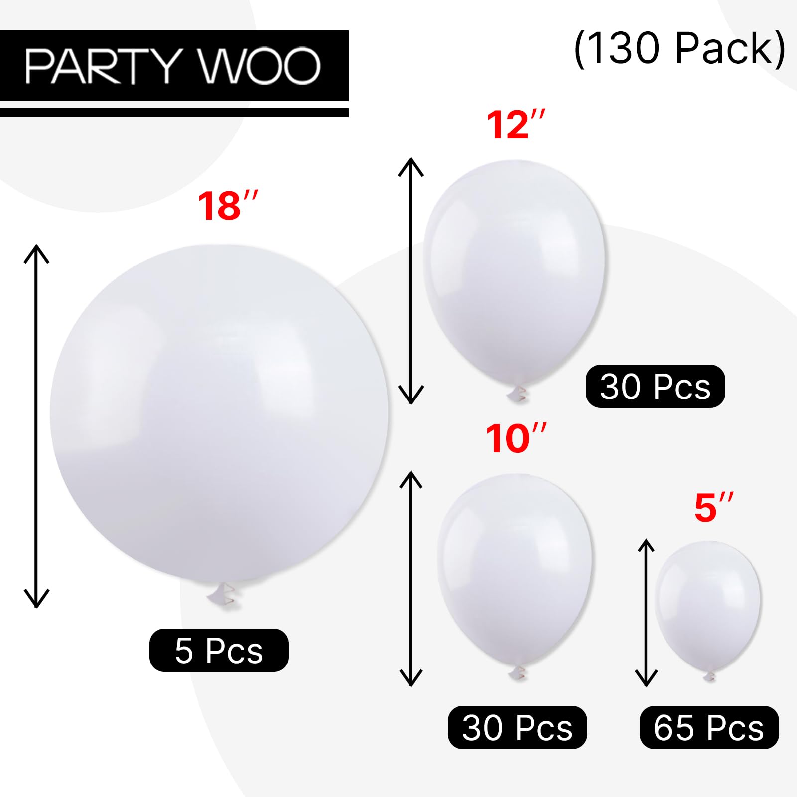 PartyWoo white balloons for birthday parties, baby showers, and more