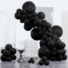 PartyWoo black balloons 18-inch set for bold birthday arches and centerpieces.