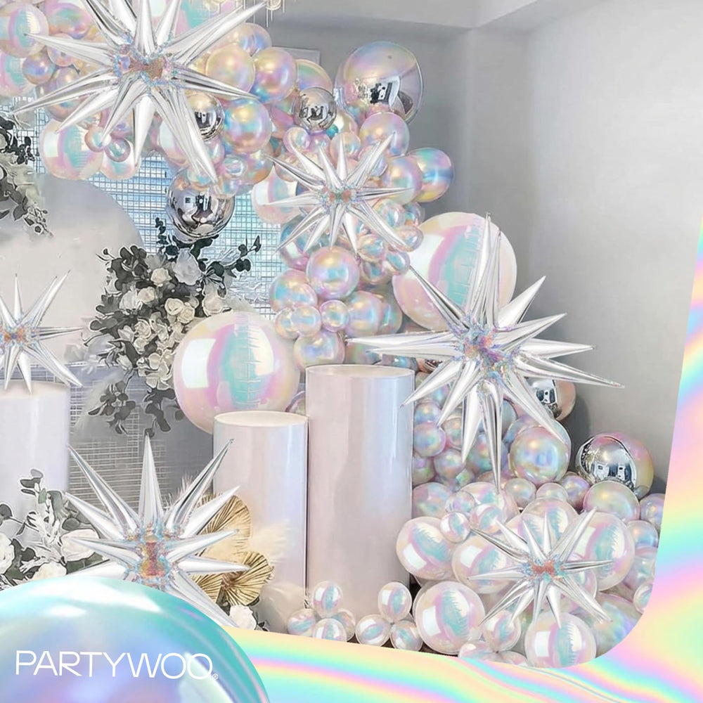 PartyWoo iridescent 12in foil balloon with vibrant finish for garlands