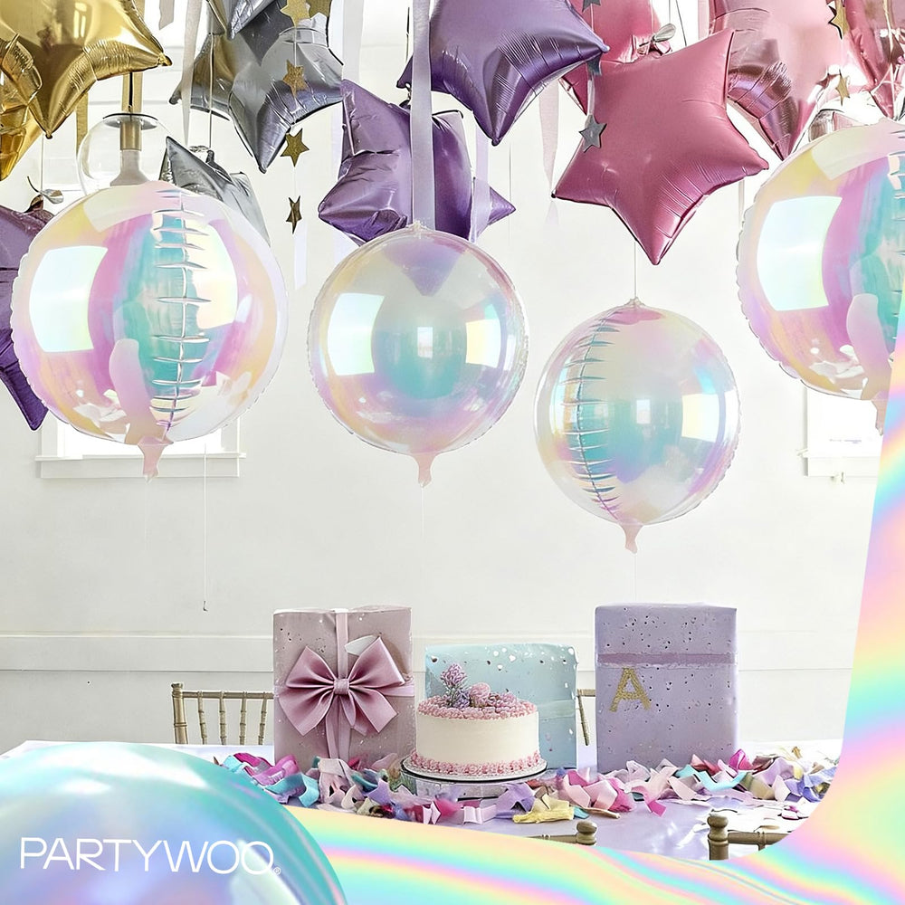 PartyWoo iridescent 22in foil balloon creates a dramatic focal point