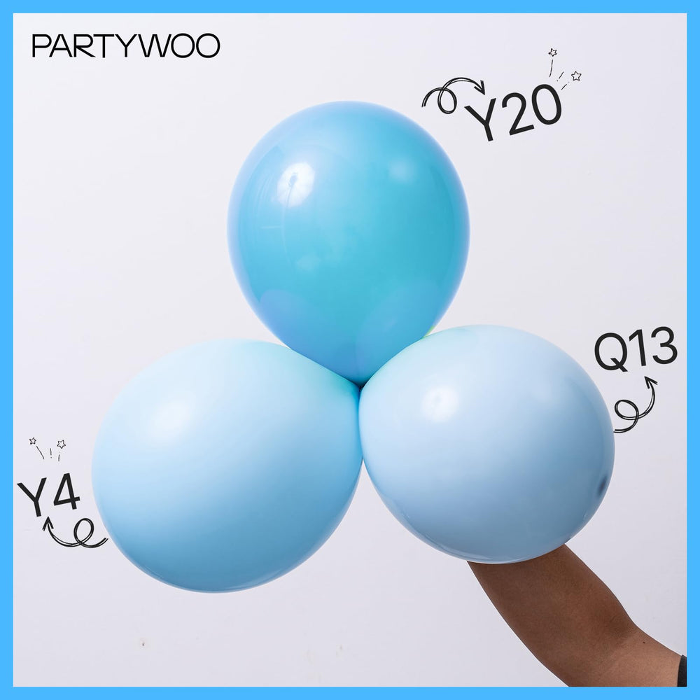 PartyWoo light blue arch garland being formed for a dramatic entrance display.