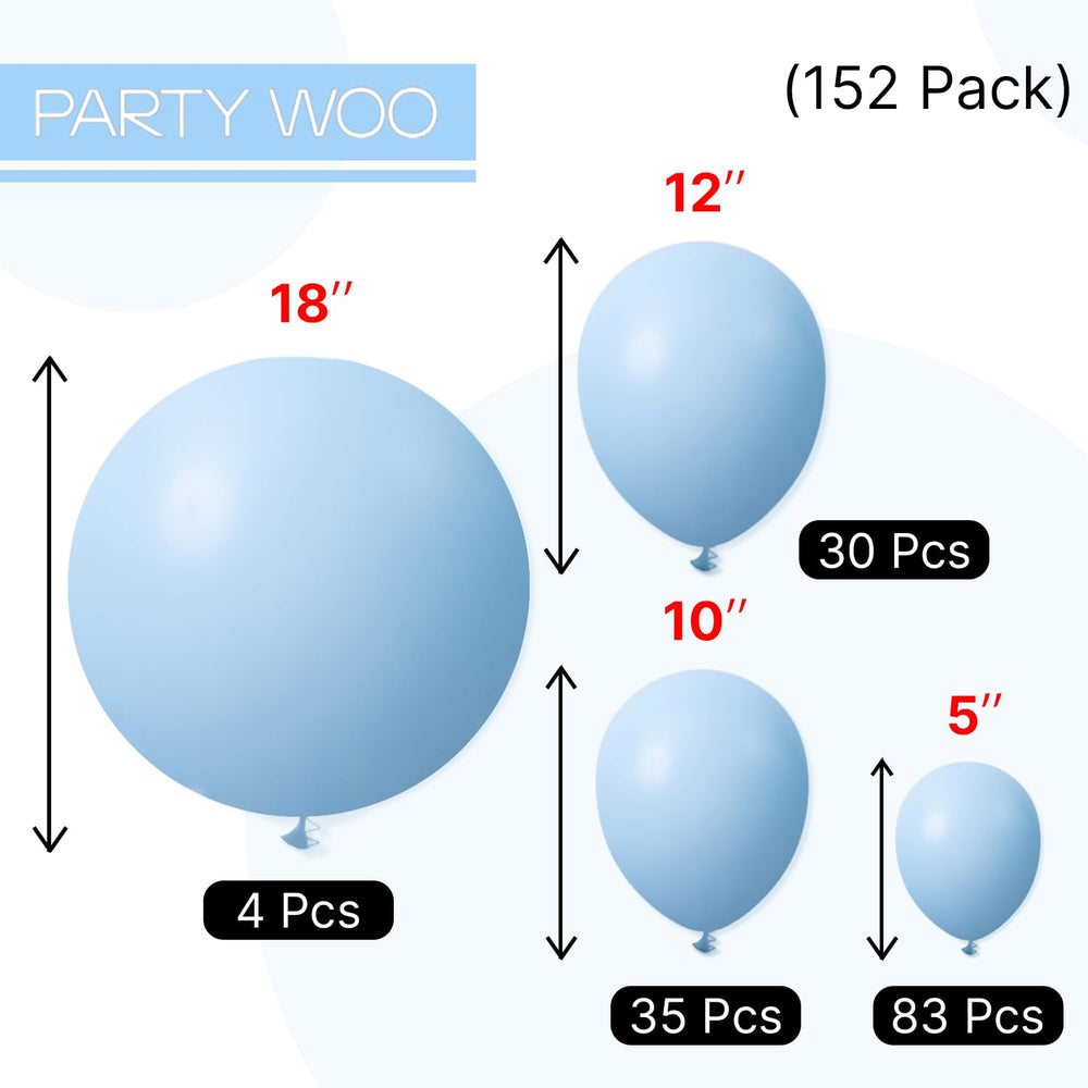 PartyWoo light blue balloons demonstration showing quick air inflation setup.