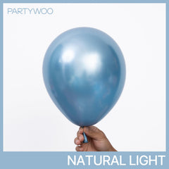 PartyWoo metallic light-blue 12in balloons ideal for arches and garlands