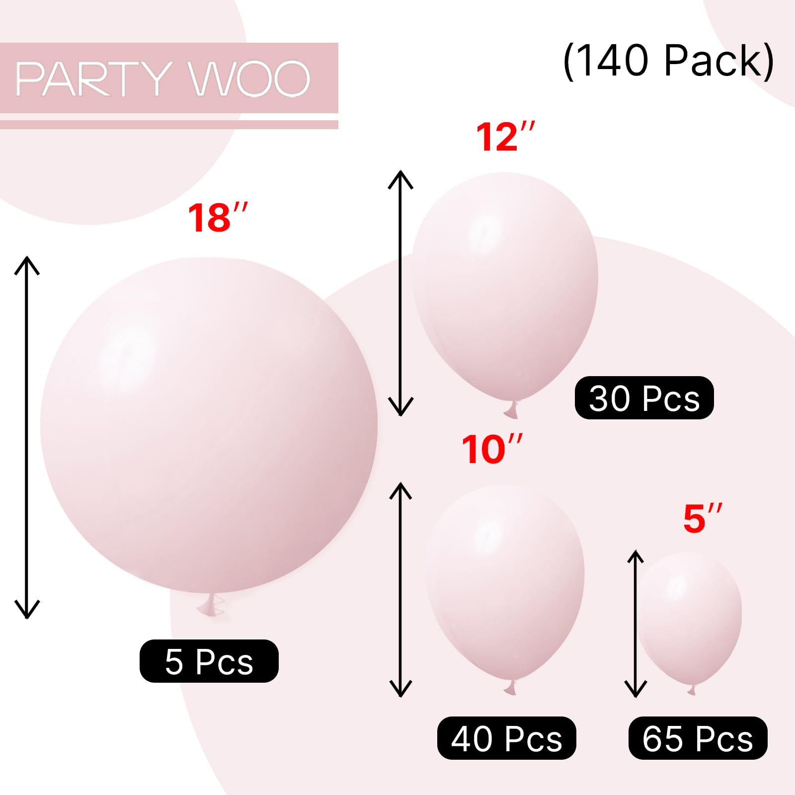 PartyWoo pale pink 5-inch balloons compact for small decor accents