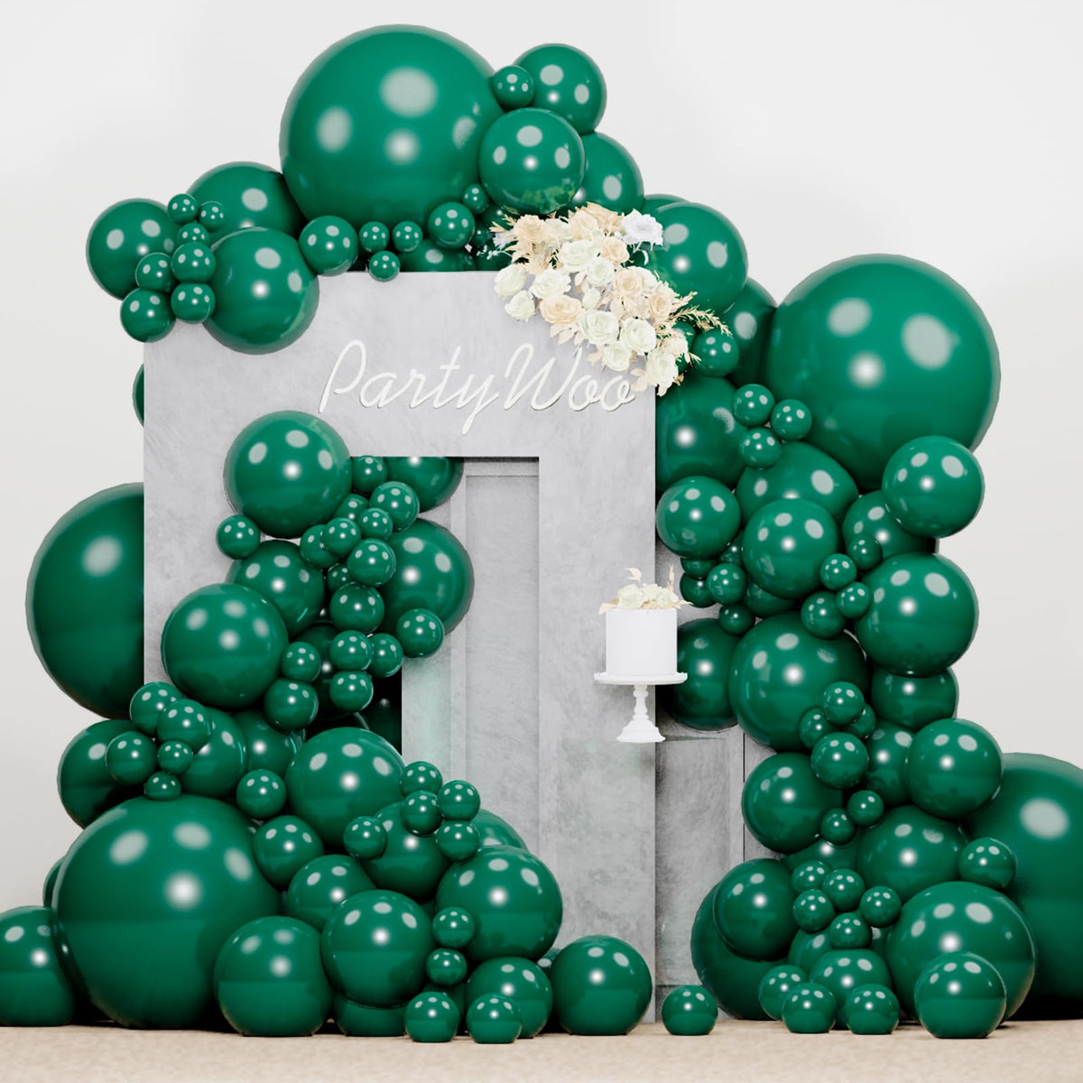PartyWoo pearly dark green 18 inch balloons for bold arches and vibrant centerpieces.